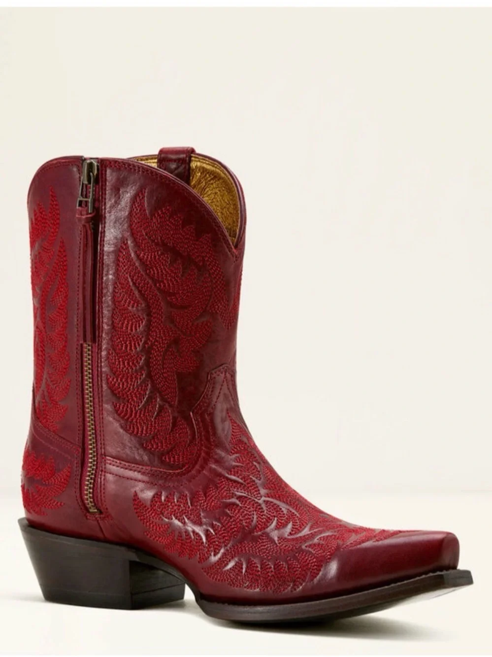 Ariat Red Embroidered Western Ankle Boot